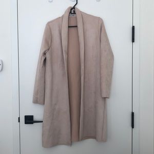 ZARA suede coat in dusty pink.